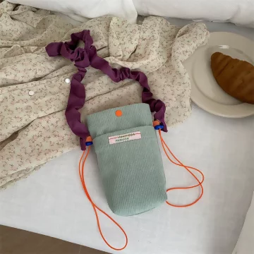 燈芯絨撞色街頭包&times;斜背包&times;淺綠色