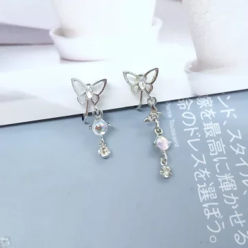 月光石小蝴蝶×蚊香盤U型耳夾