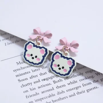 棉花糖小白熊&times;不對稱三角耳夾