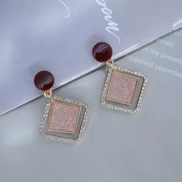 幾何雙菱型晶鑽×三角耳夾