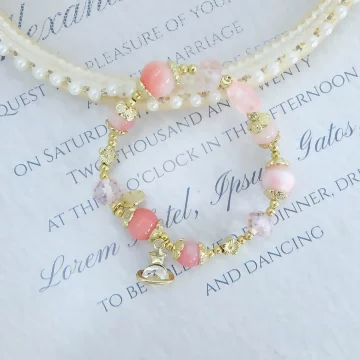 飛船墜落粉紅星球&times;固定式串珠手鍊&nbsp;