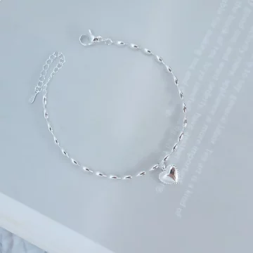 925銀飾&times;米珠光面愛心&times;手鍊