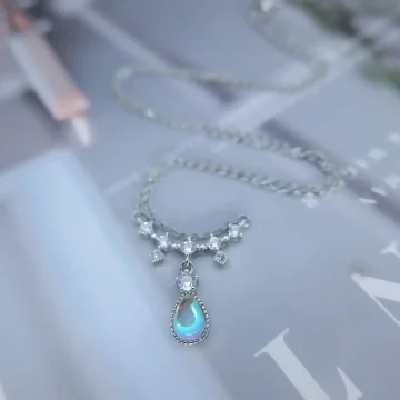 925銀飾&times;法式散鑽雨滴&times;鎖骨項鍊 