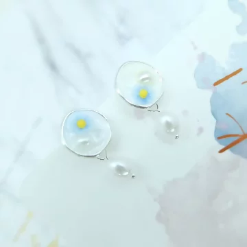 水藍莫內花園&times;吊墜耳環