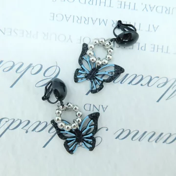湛藍黑蝴蝶&times;三角耳夾