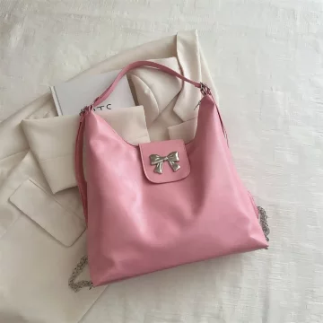 蝴蝶結皮革變形包×斜背包×粉色