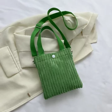 波浪燈芯絨信封包&times;斜背包&times;綠色