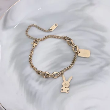 316鋼飾&times;兔子吊牌&times;手鍊&times;金色