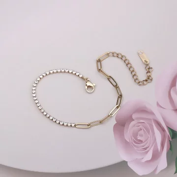 316鋼飾&times;晶鑽鍊條&times;手鍊&times;金色 