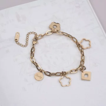 316鋼飾&times;小花朵 &times;手鍊&times;金色