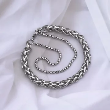 316鋼飾&times;龍骨雙鍊 &times;中性手鍊&times;銀色