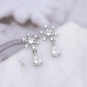 925銀針&times;雪花滴鑽&times;吊墜耳環
