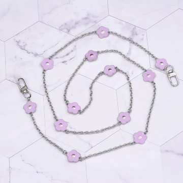 法式小花&times;手機斜背雙勾掛繩&times;紫色