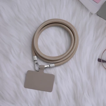 單色簡約皮革&times;手機斜背雙勾掛繩&times;奶咖