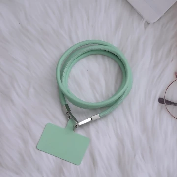 單色簡約皮革&times;手機斜背雙勾掛繩&times;淺綠