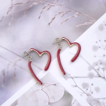 安可拉復古紅心&times;後掛式吊墜耳環 