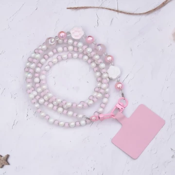 萌貓手掌糖果圓珠&times;手機斜背雙勾掛繩&times;粉紅