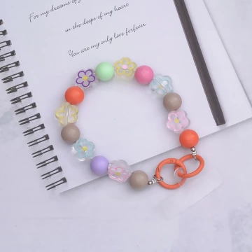 彩虹花朵&times;手機腕帶掛繩