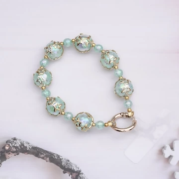 爆裂星彩珠&times;手機腕帶掛繩&times;藍色