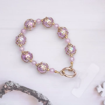 爆裂星彩珠&times;手機腕帶掛繩&times;紫色