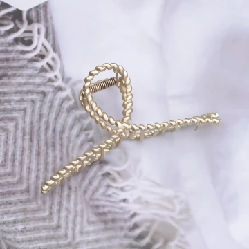 金屬波紋麻花&times;鯊魚夾&times;金色