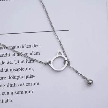 316鋼飾&times;貓咪鈴鐺&times;鎖骨項鍊&times;銀色