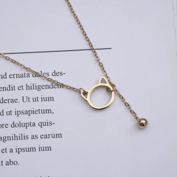 316鋼飾&times;貓咪鈴鐺&times;鎖骨項鍊&times;金色