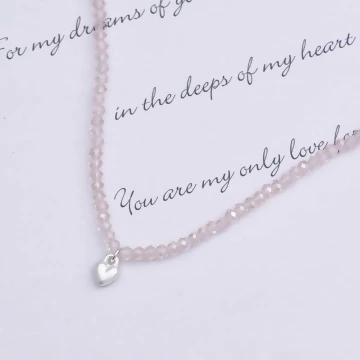 愛心小串珠珠&times;鎖骨項鍊&times;粉紅