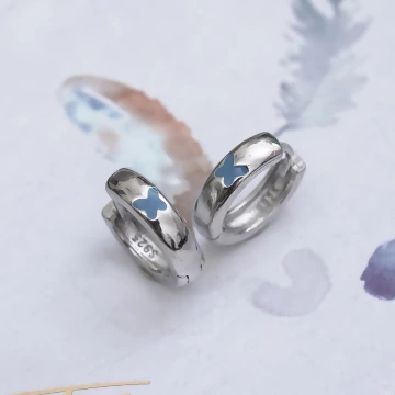 925銀針×藍色小蝴蝶×耳扣