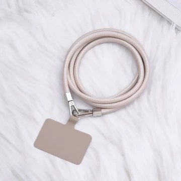 單色簡約皮革&times;手機斜背雙勾掛繩&times;奶油