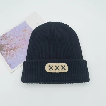 中性叉叉針織帽&times;毛帽&times;黑色