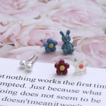 布偶兔兔小花&times;單邊六套件耳環組