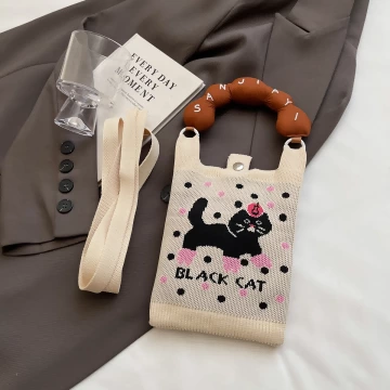 甜甜圈提把針織包&times;斜背包&times;黑貓蘋果