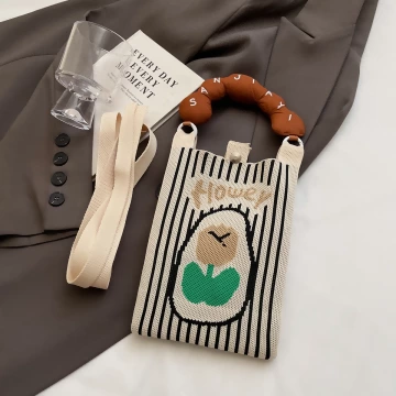 甜甜圈提把針織包&times;斜背包&times;小黃花