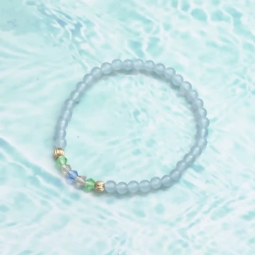 水藍寶海鹽碎冰&times;固定式串珠手鍊