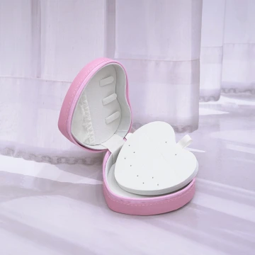 愛心雙層皮革&times;拉鍊飾品盒&times;粉紅