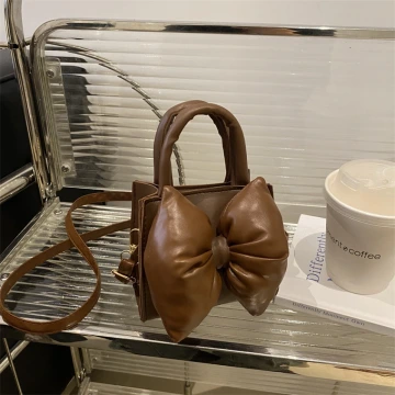 澎澎蝴蝶結小廢包×斜背包×棕咖