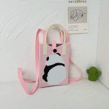 粉紅熊貓×針織×斜背包