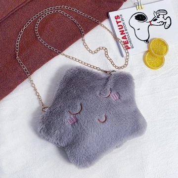 絨毛星星&times;眼睛閉閉&times;斜背包&times;灰色