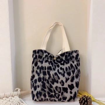 燈芯絨文藝袋×手提袋×黑豹紋