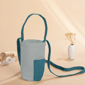 撞色帆布水杯袋&times;手提兩用&times;斜背袋&times;綠藍
