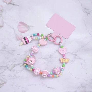 歡樂冰淇淋×手機腕帶掛繩×粉紅