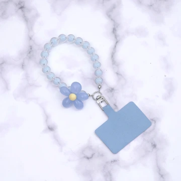果凍小花朵&times;手機手提吊飾掛繩&times;藍色