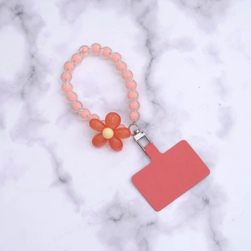 果凍小花朵&times;手機手提吊飾掛繩&times;橘色