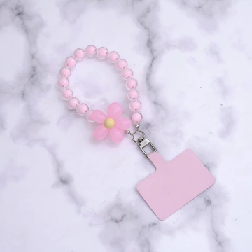 果凍小花朵×手機手提吊飾掛繩×粉紅