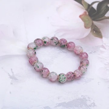 紅櫻綠柳琉璃珠&times;固定式串珠手鍊