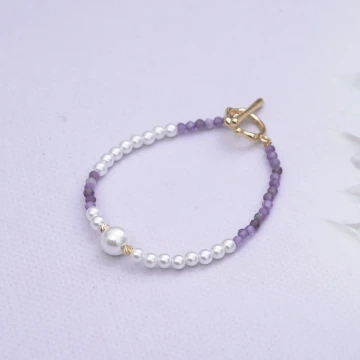 紫晶珍珠環扣×手鍊