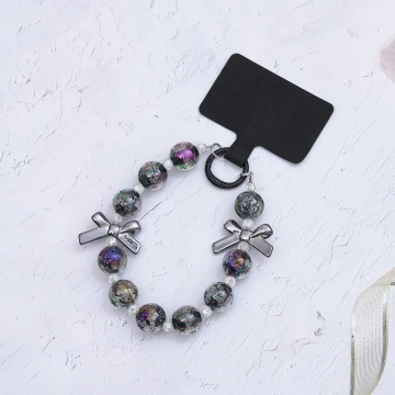 輕奢水晶球蝴蝶結&times;手機腕帶掛繩&times;黑色