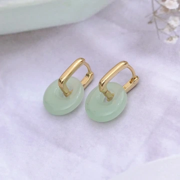 古典仿綠玉×吊墜耳扣