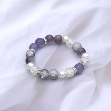 烏紫漸變爆花晶×固定式串珠手鍊